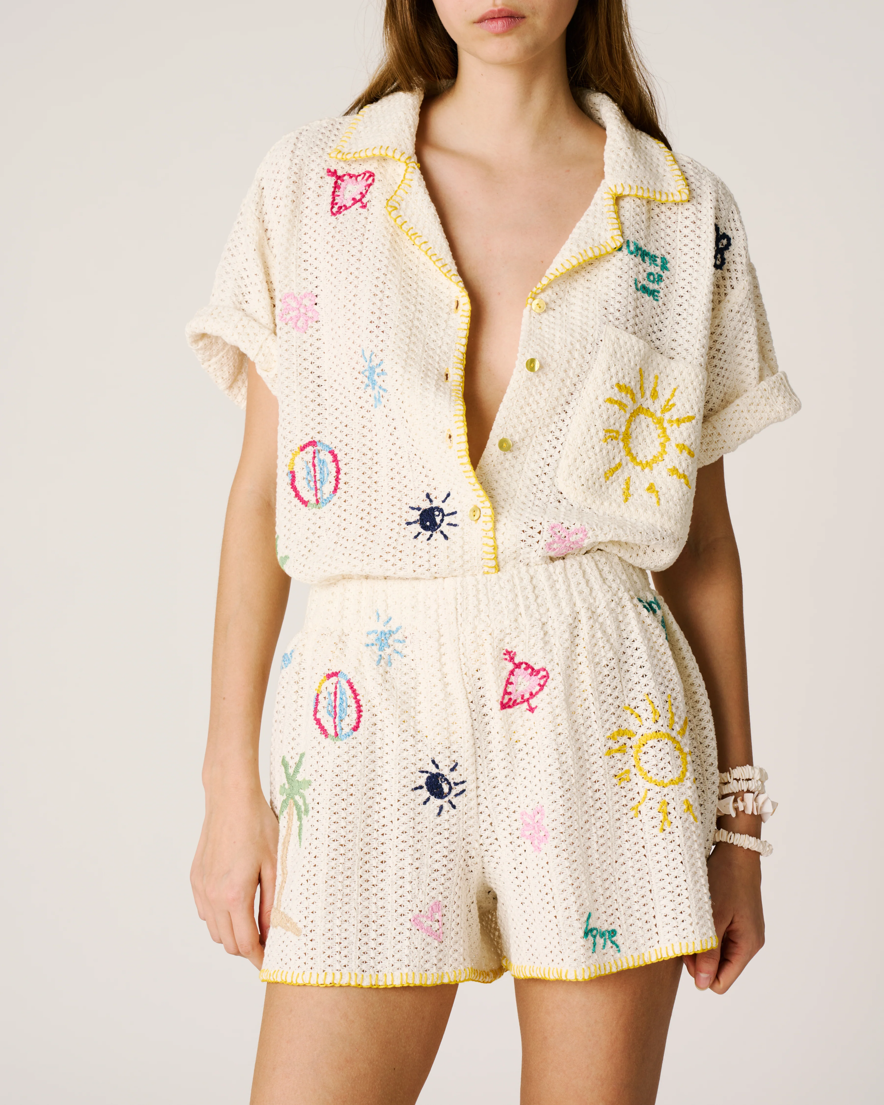 Chrochet embroidered shirt
