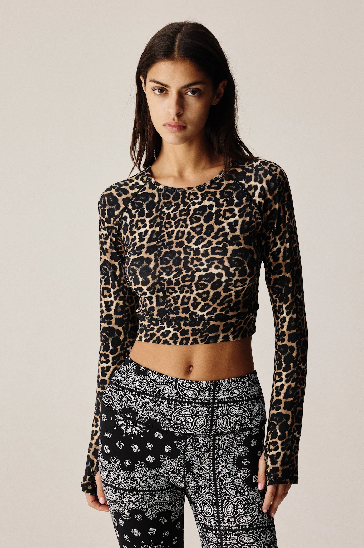 Yoga long sleeve top leopard